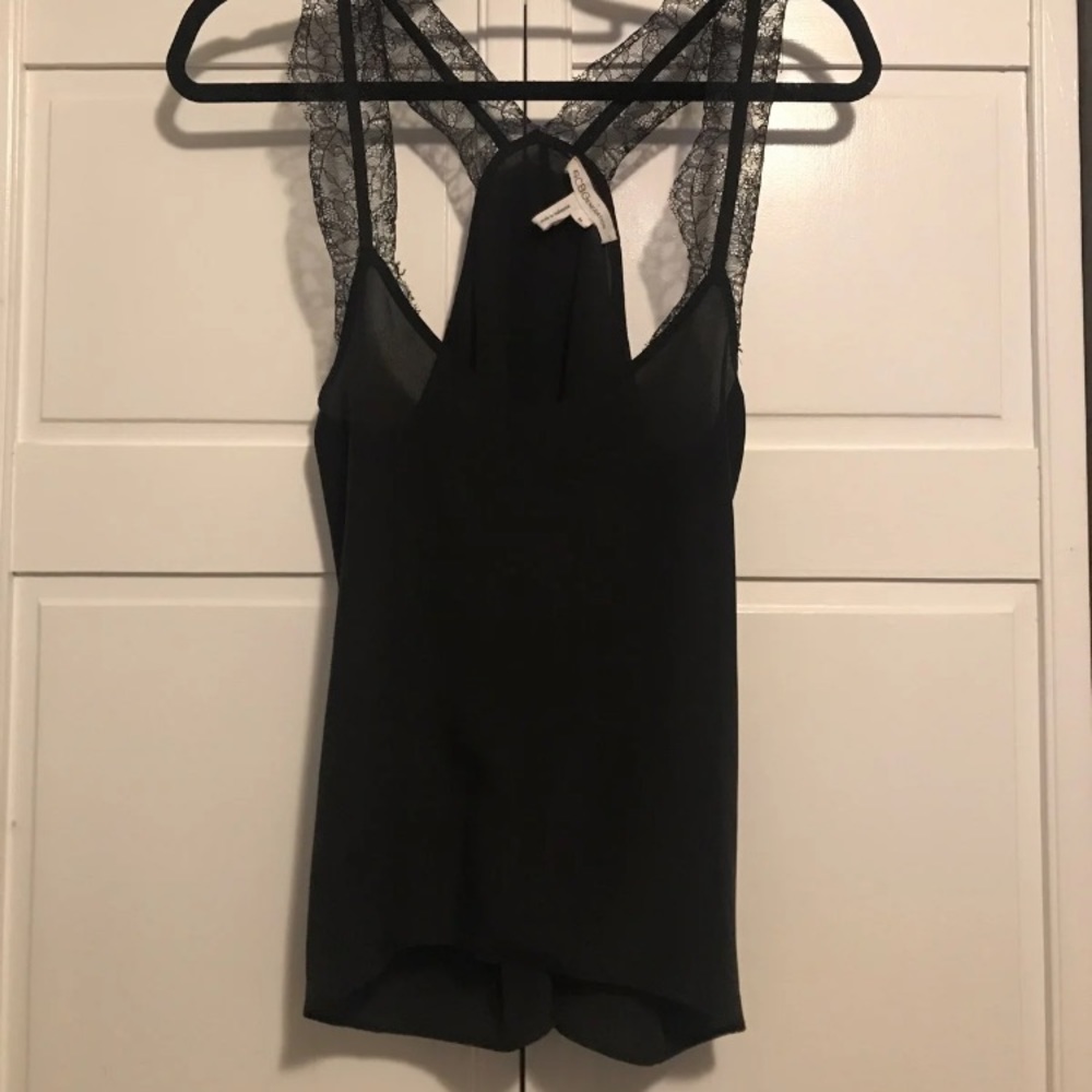 BCBG Black Lace Racer Back Tank